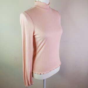 American Rag Juniors Blush Ribbed Mock Neck Top S